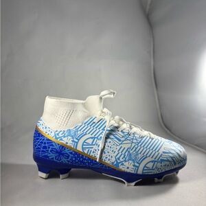 Kids Blue and White Soccer Cleats